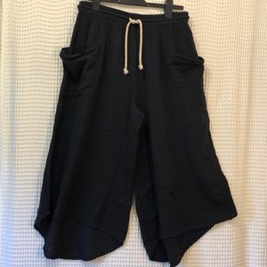 Free People Wide Leg Cropped Beach Pants